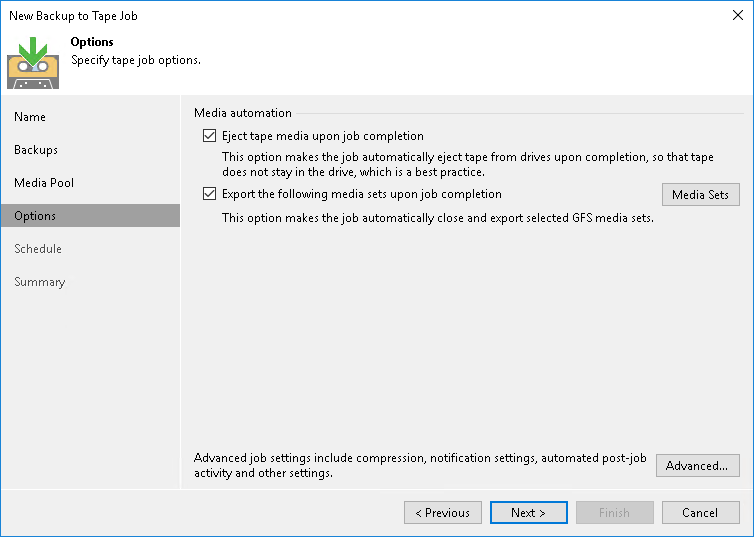 Creating Tenant Backup to Tape Job