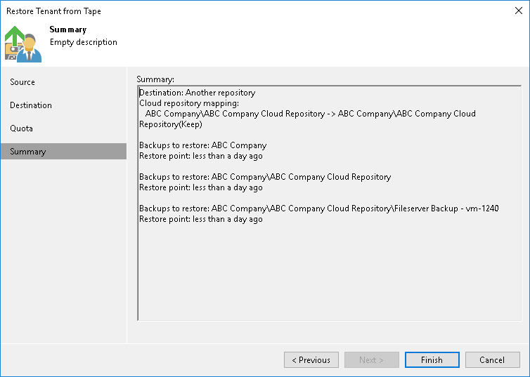 Restoring Tenant Data from Tape