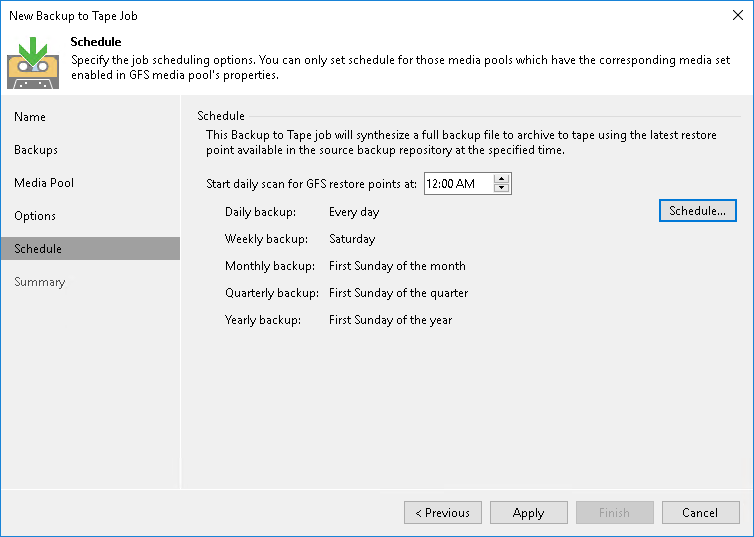 Creating Tenant Backup to Tape Job