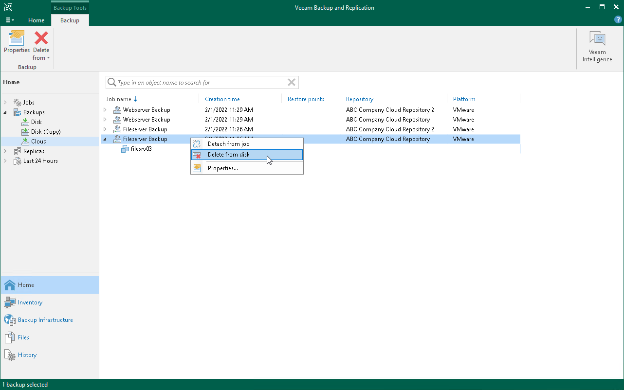Delete Backup from Disk