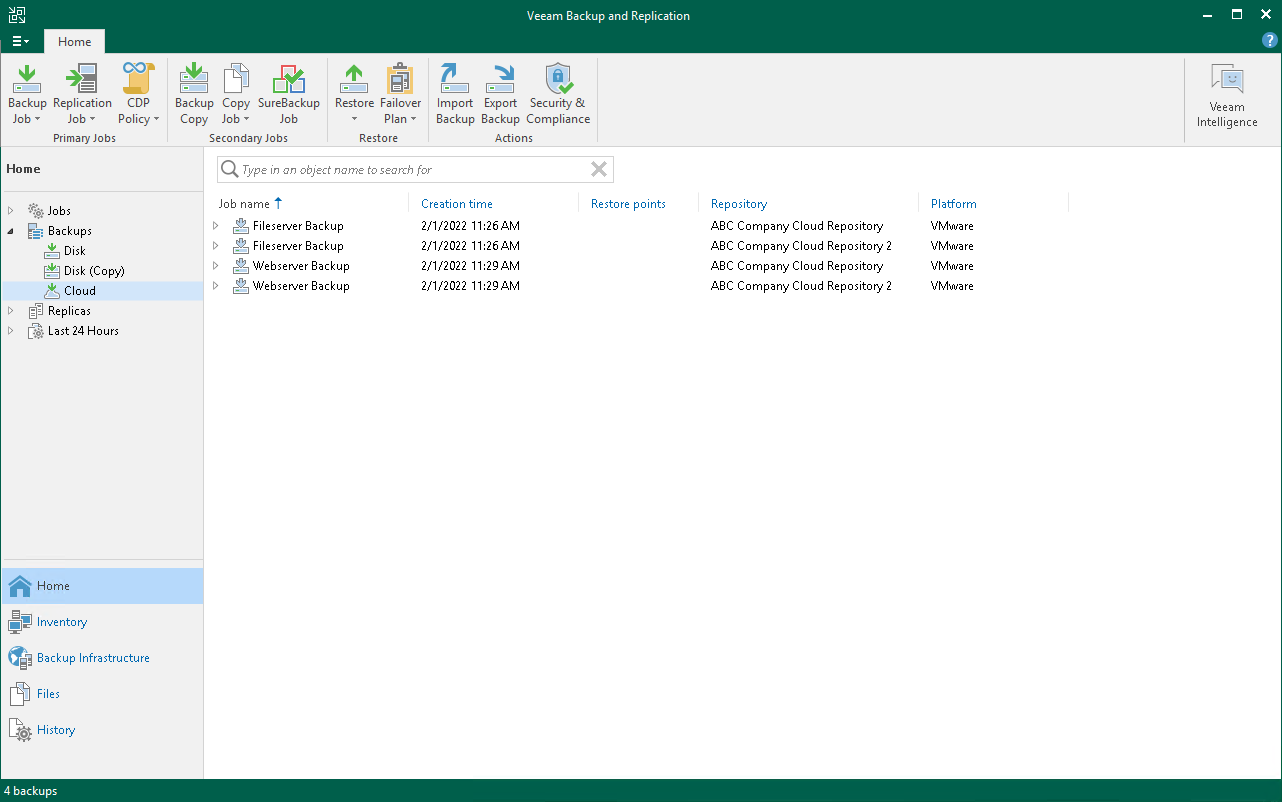 Backups in Cloud Node