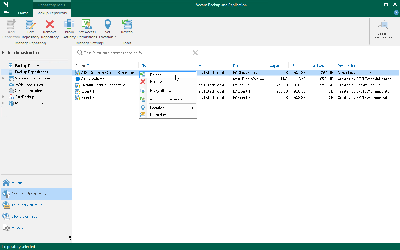 Rescan Backup Repository