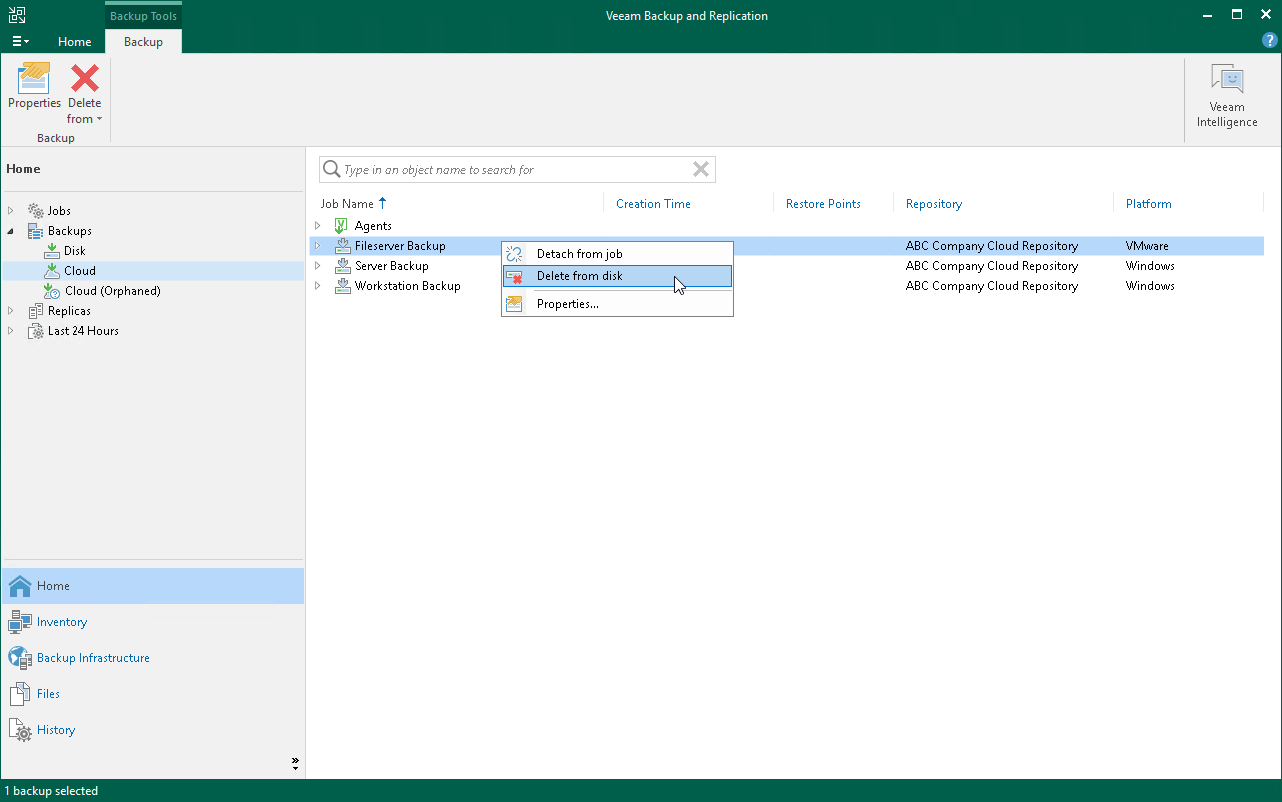 Delete Backup from Disk