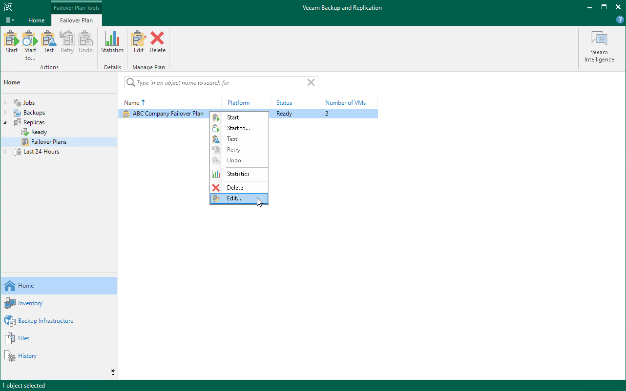 Edit Cloud Failover Plan Settings