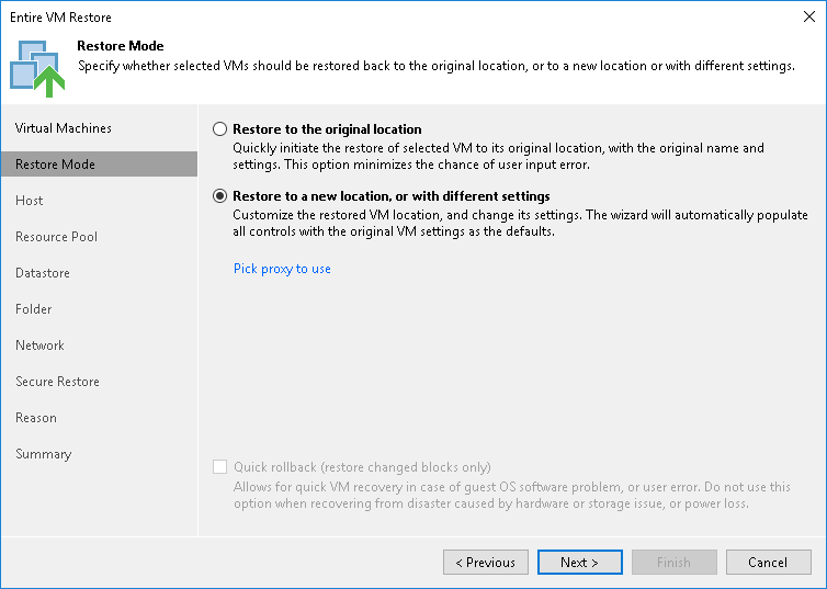 Performing Entire VM Restore