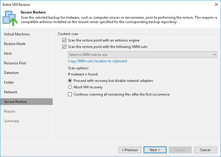 Performing Entire VM Restore