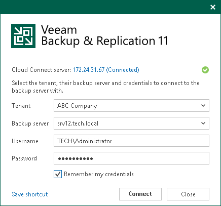 Step 3. Log On to Tenant Backup Server