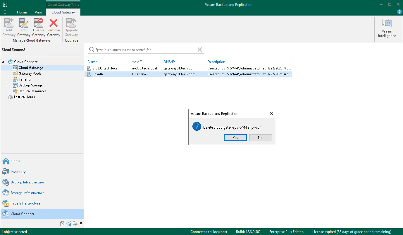 Removing Cloud Gateway