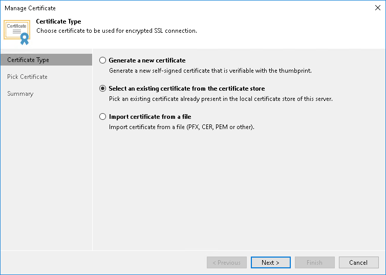 Selecting Existing Certificates from Certificate Store