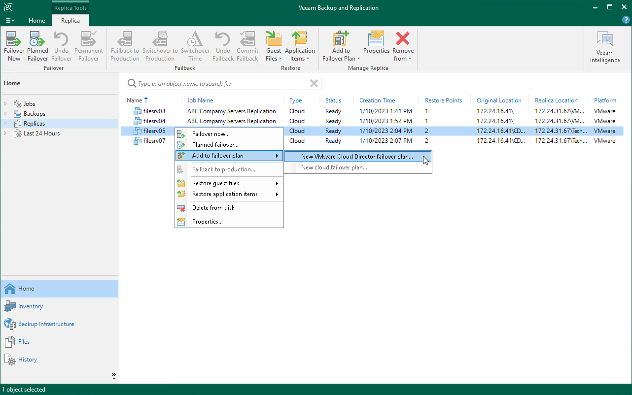 Launch Cloud Failover Plan Wizard