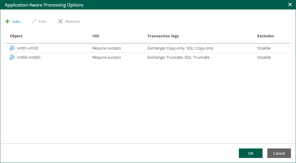 Application-Aware Processing Options