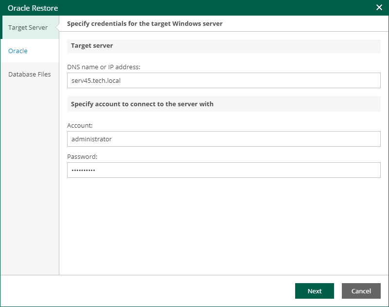 Specifying Target Server