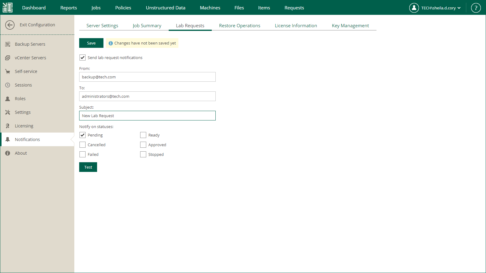 Notifications on Lab Requests