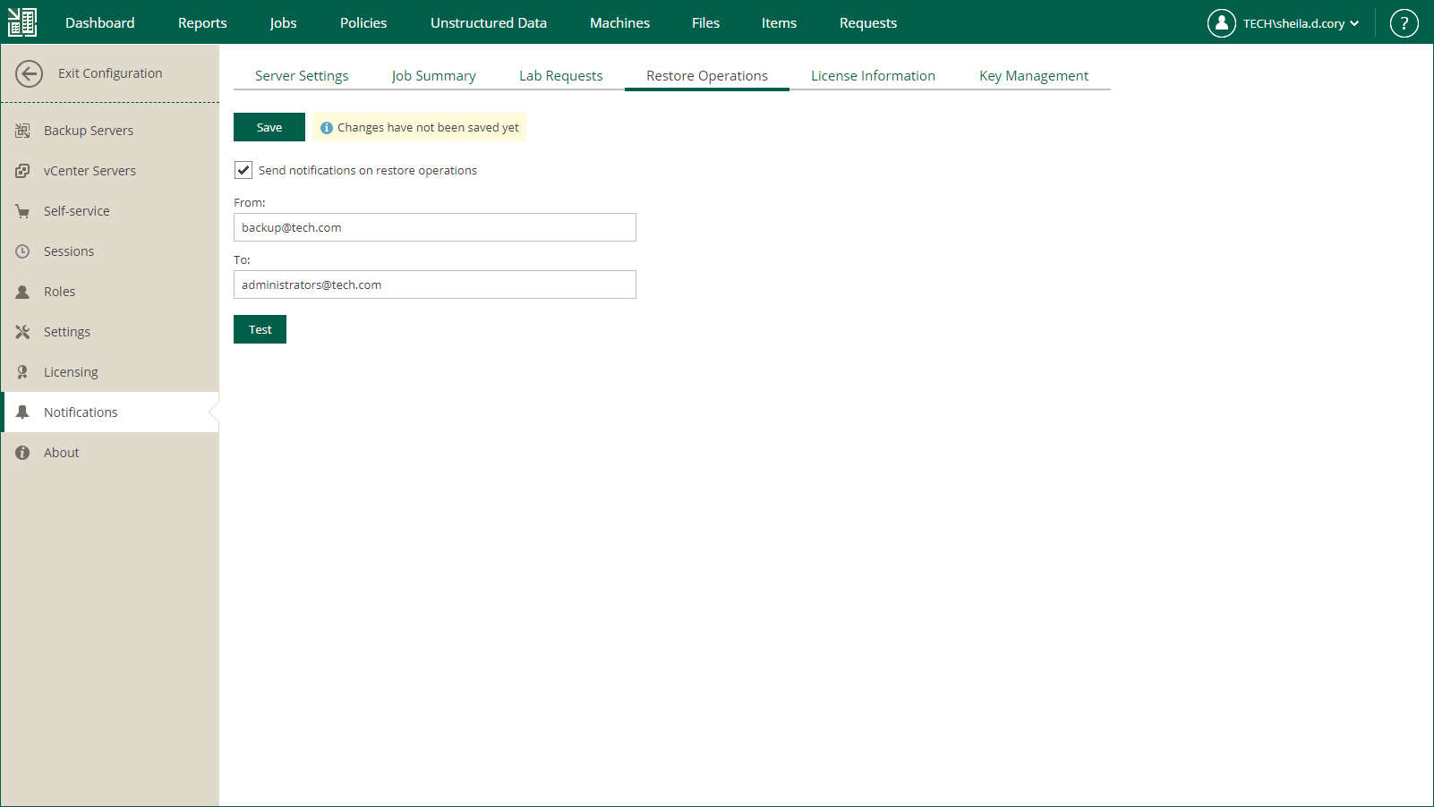 Notifications on Restore Operations