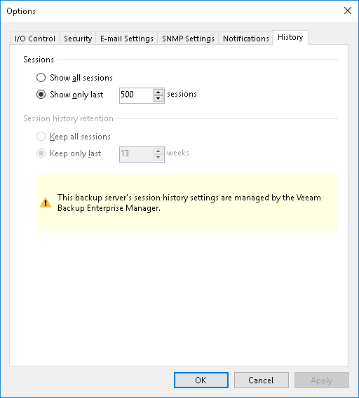 Configuring Retention Settings for Index and History
