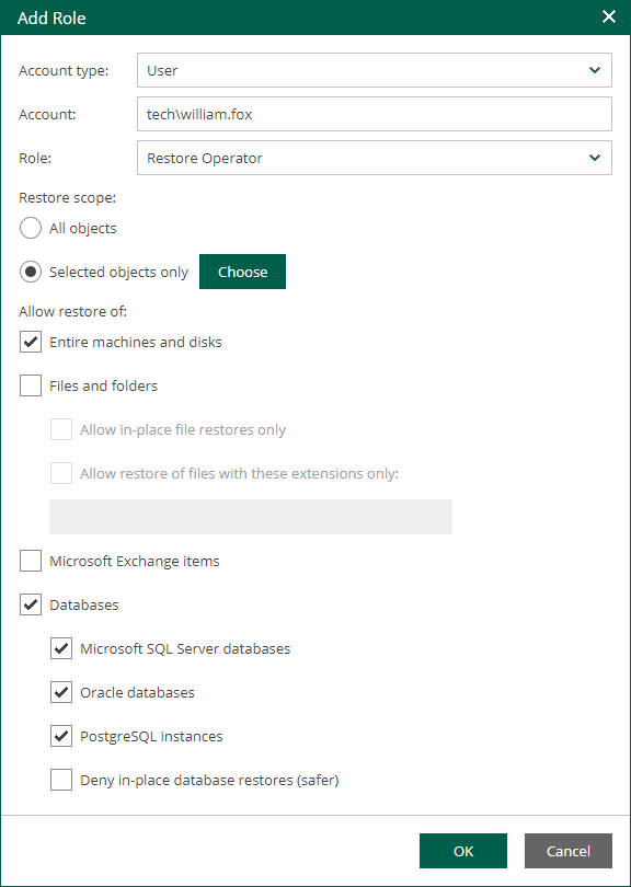 Configuring Permissions for File and Application Item Restore