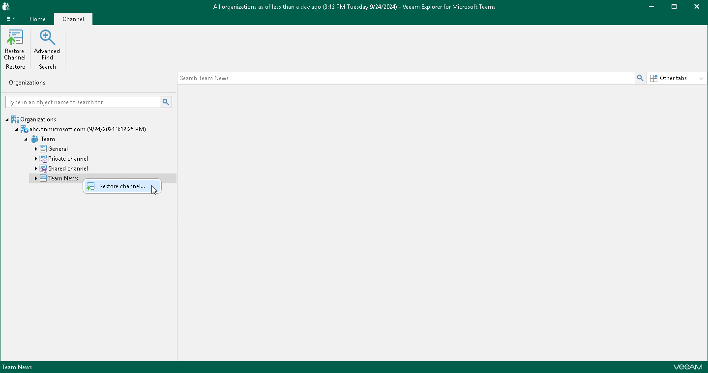 Restoring Channels and Tabs