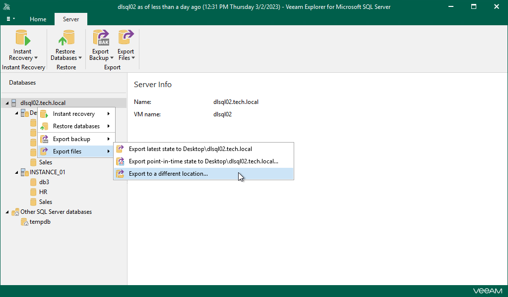Launching Export Wizard