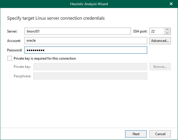 Specifying Target Linux Server Credentials