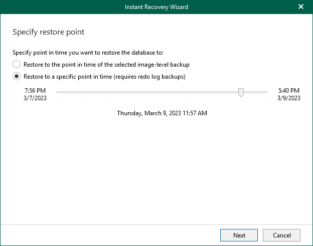 Specifying Restore Point