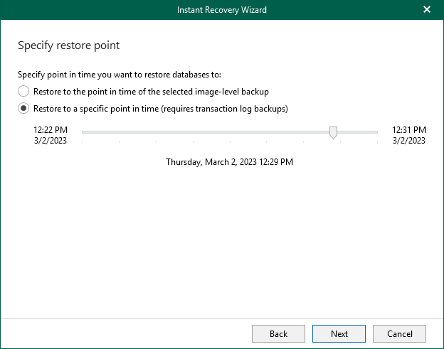 Specifying Restore Point