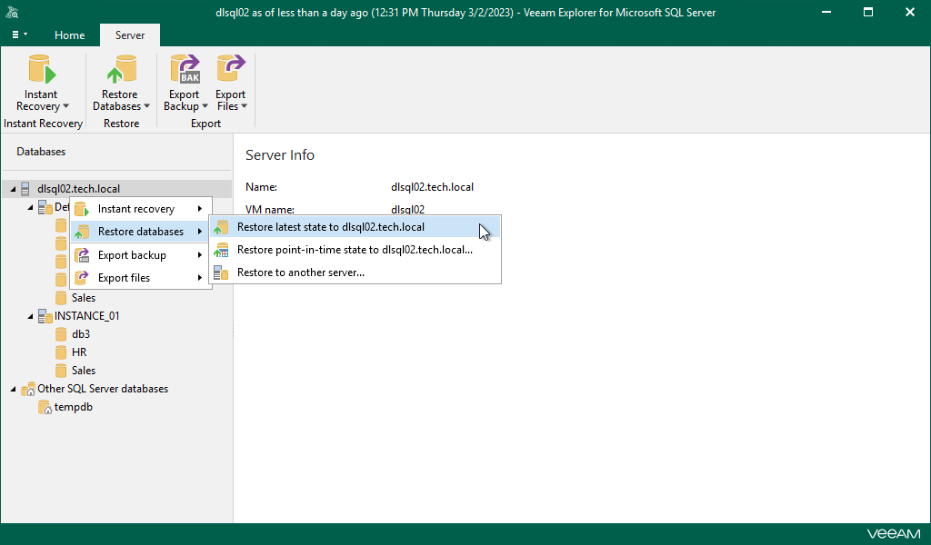 Launching Restore Wizard