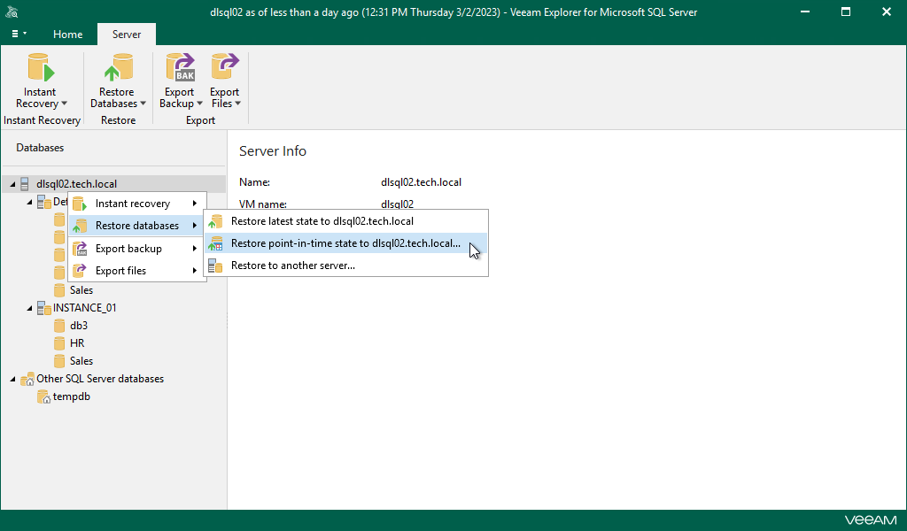 Launching Restore Wizard