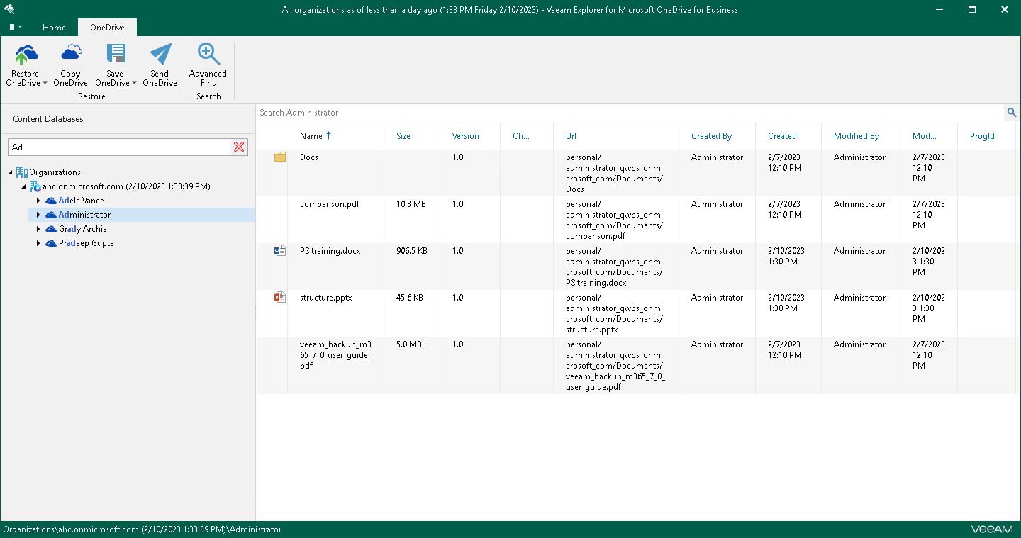 Searching for OneDrives