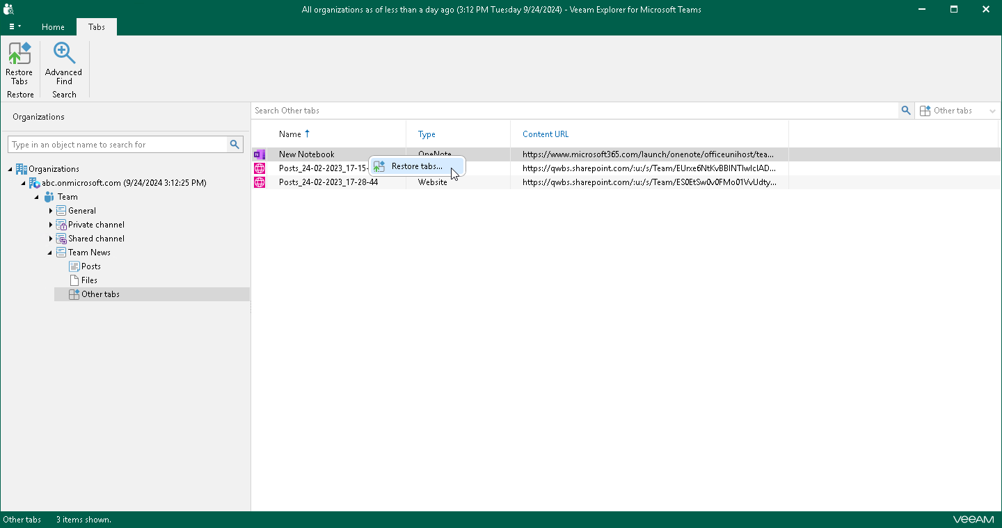 Restoring Channels and Tabs