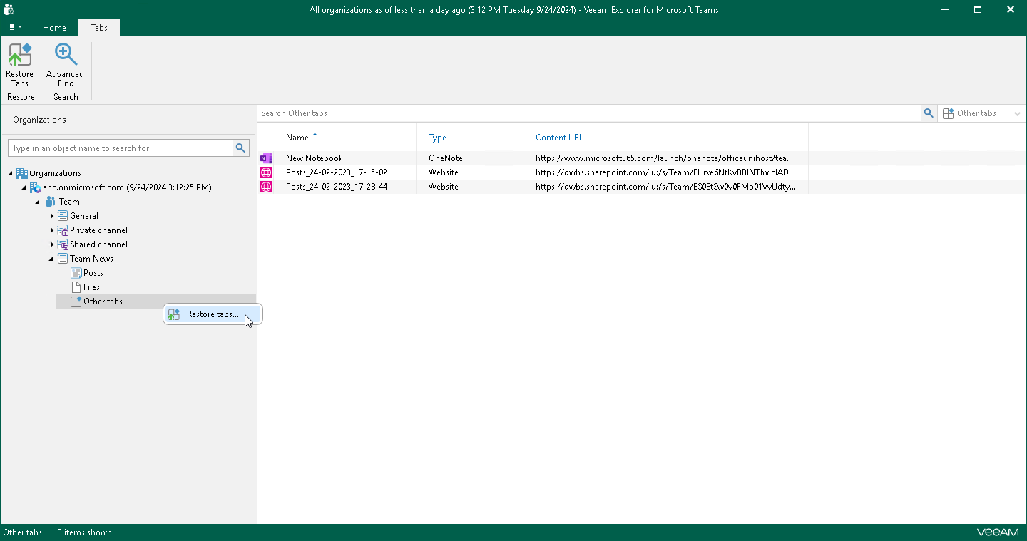 Restoring Channels and Tabs