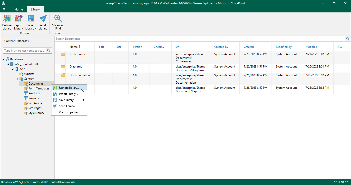 Restoring Document Libraries