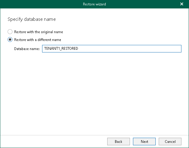 Specifying Database Name