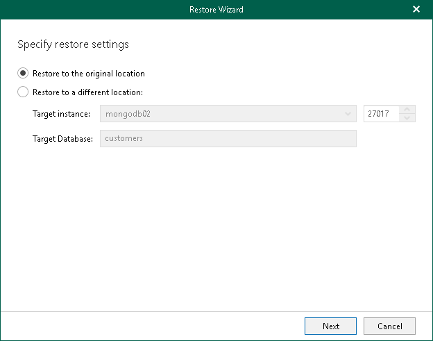 Specifying Restore Settings