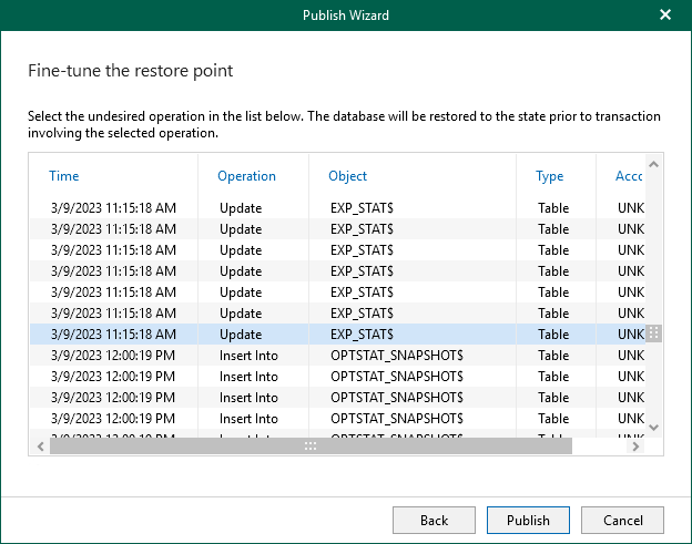 Fine-Tuning Restore Point