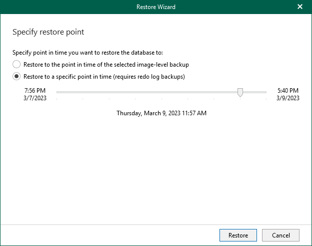 Specifying Restore Point