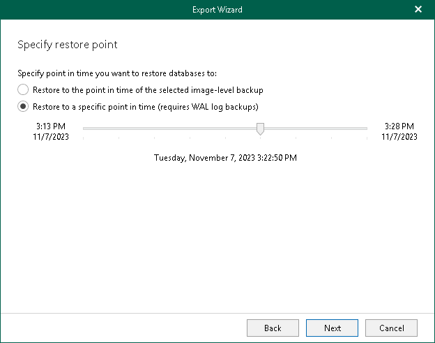 Specifying Restore Point