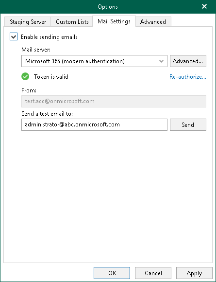 Configuring Mail Settings
