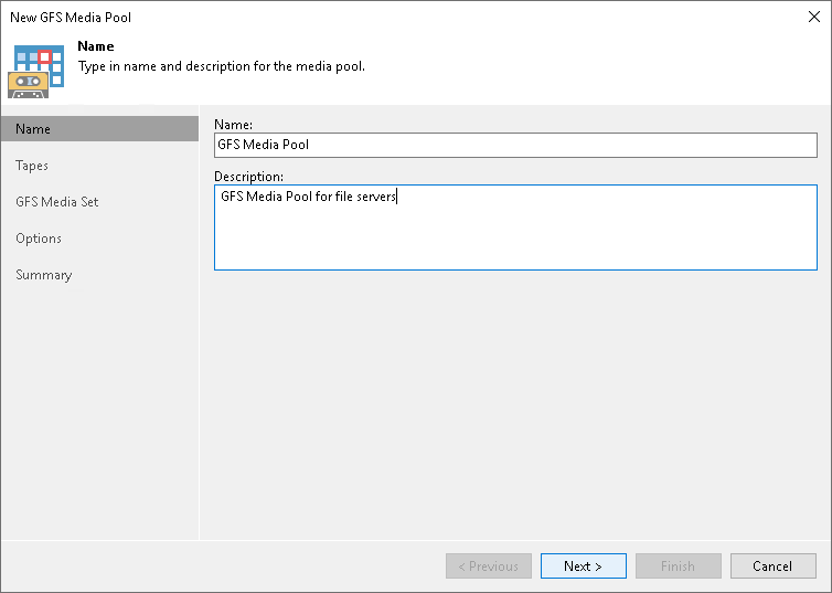 Step 2. Specify Media Pool Name