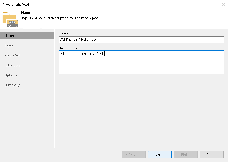Step 2. Specify Media Pool Name