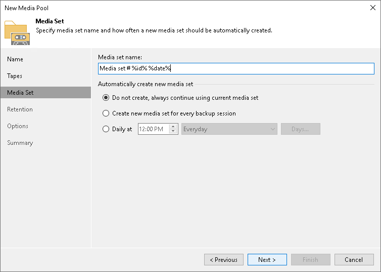 Step 4. Specify Media Set Options
