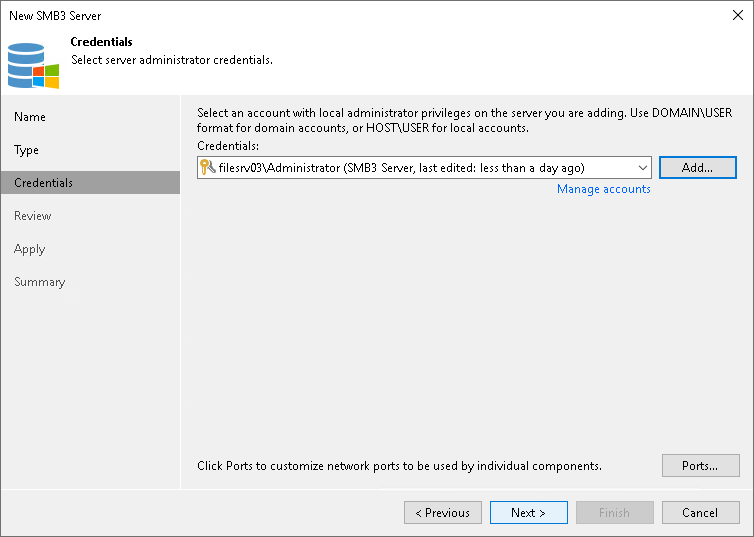 Step 4. Specify Credentials