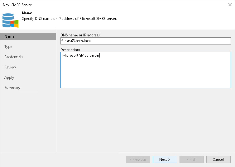 Step 2. Specify Server Name or Address