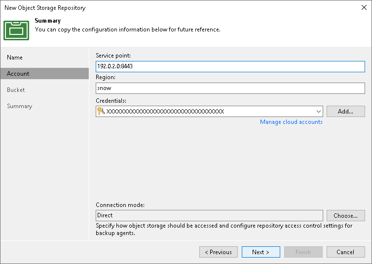 Step 3. Specify Object Storage Account