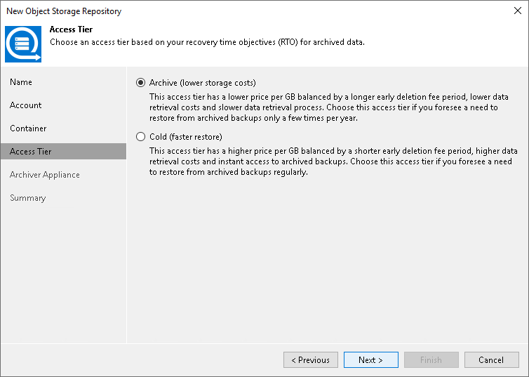 Step 5. Specify Access Tier Settings