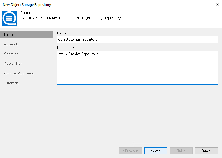 Step 2. Specify Object Storage Name 