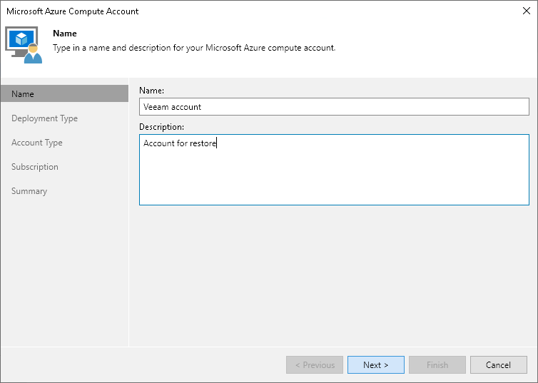 Step 2. Specify Account Name