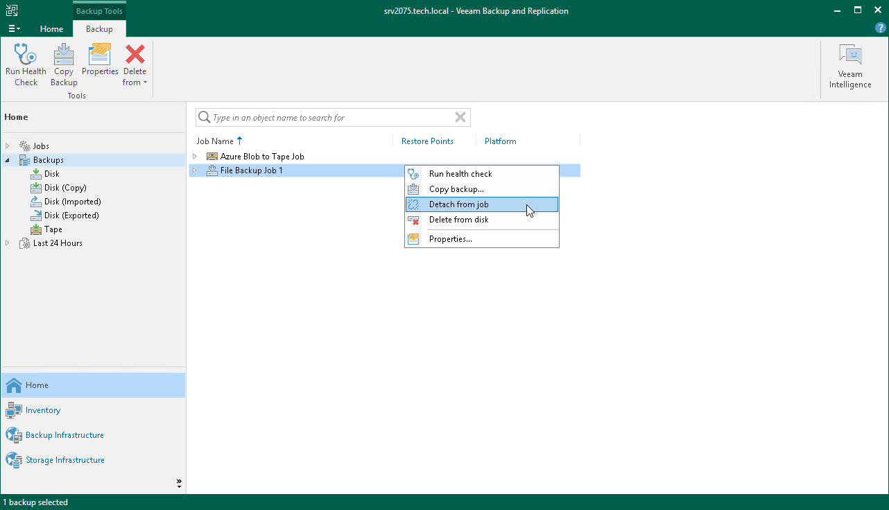 Detaching Backups from Jobs