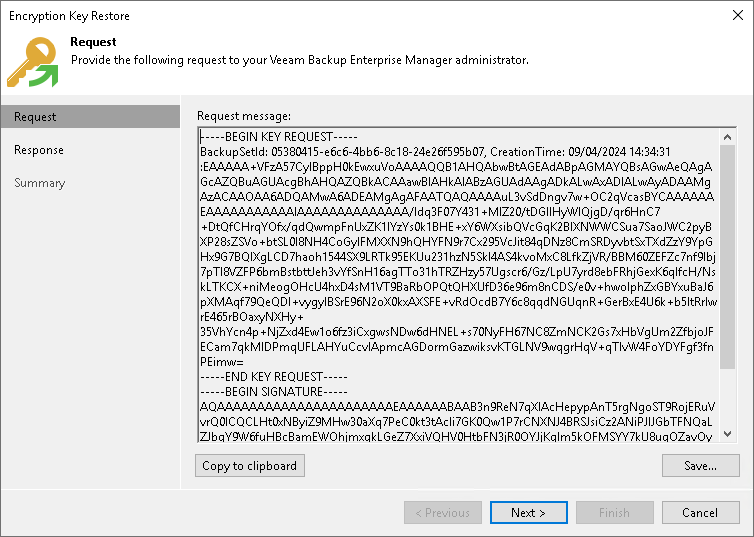 Step 1. Create Request for Key Restore