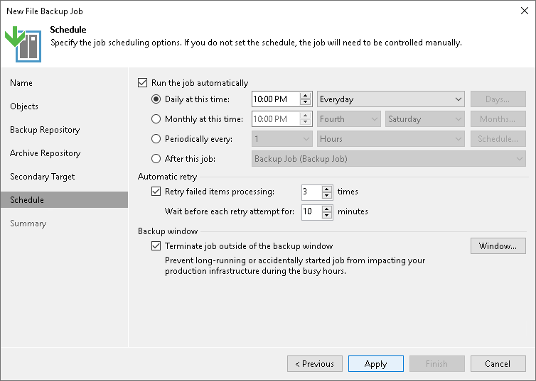 Step 8. Define Job Schedule
