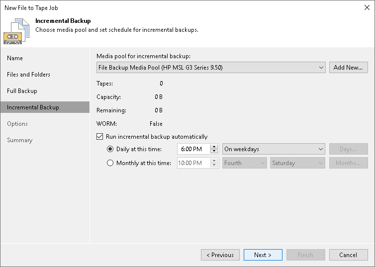 Step 5. Specify Media Pool for Incremental Backups